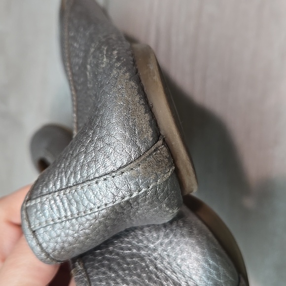 Tory Burch Womens Ruby Pewter silver Logo Flats Ballet shoes sz 9M - Picture 10 of 15